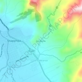 Topografische Karte San Alberto, Höhe, Relief