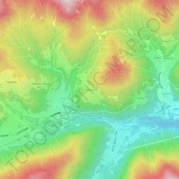 Topografische Karte Fregona, Höhe, Relief