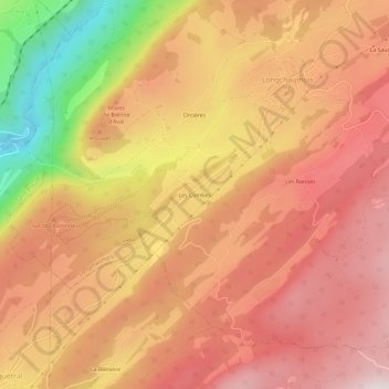 Topografische Karte Les Combes, Höhe, Relief