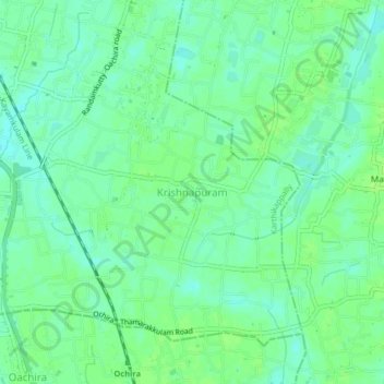 Topografische Karte Krishnapuram, Höhe, Relief