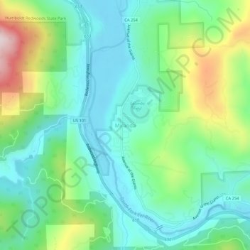 Topografische Karte Miranda, Höhe, Relief