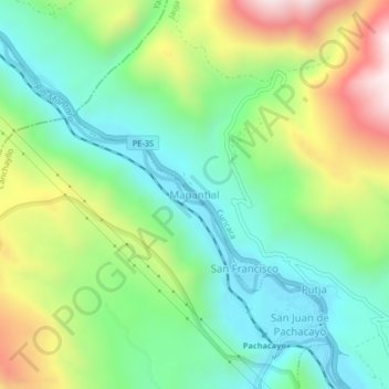Topografische Karte Manantial, Höhe, Relief