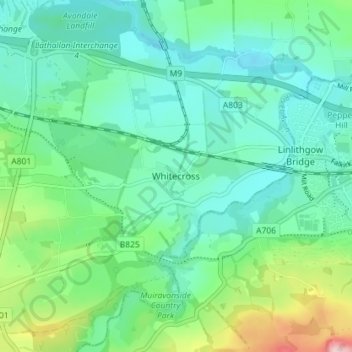 Topografische Karte Whitecross, Höhe, Relief