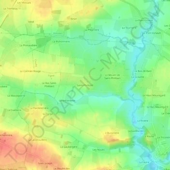 Topografische Karte Saint-Philibert, Höhe, Relief