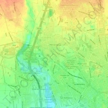 Topografische Karte Rizzi, Höhe, Relief