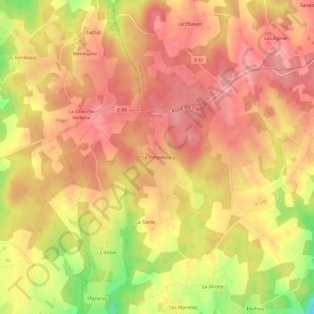 Topografische Karte Le Pimpidour, Höhe, Relief