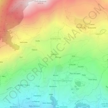 Topografische Karte Charrere, Höhe, Relief