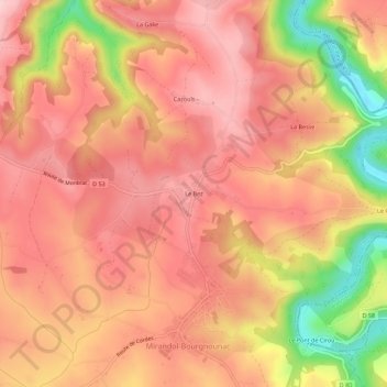 Topografische Karte Le Bez, Höhe, Relief