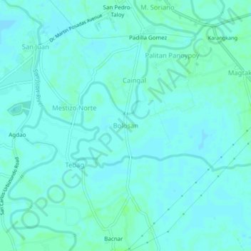 Topografische Karte Bolosan, Höhe, Relief