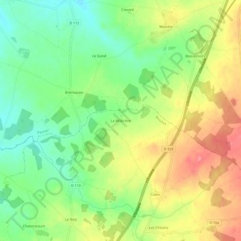 Topografische Karte La Mulnière, Höhe, Relief