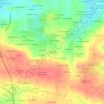 Topografische Karte La Reinerie, Höhe, Relief