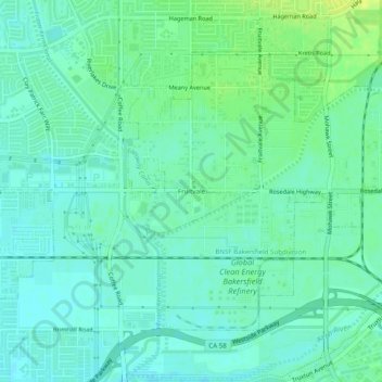 Topografische Karte Fruitvale, Höhe, Relief