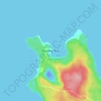 Topografische Karte Blubber Bay, Höhe, Relief