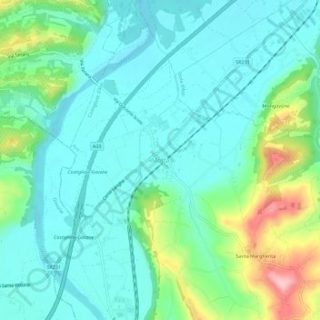 Topografische Karte Motta, Höhe, Relief