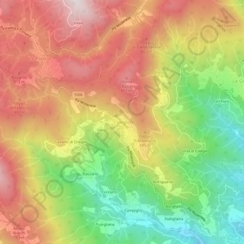 Topografische Karte Cireglio, Höhe, Relief