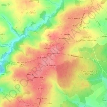 Topografische Karte Le Grand Chemin, Höhe, Relief