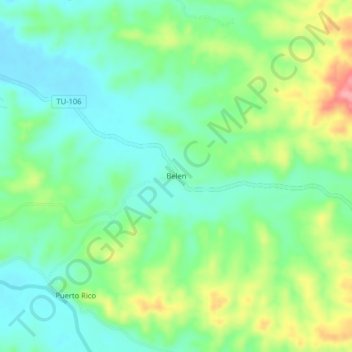 Topografische Karte Belen, Höhe, Relief