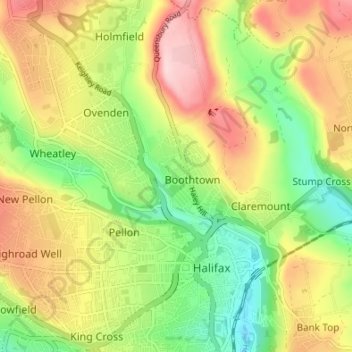 Topografische Karte Akroydon, Höhe, Relief