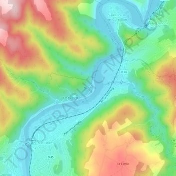 Topografische Karte Nurlet, Höhe, Relief