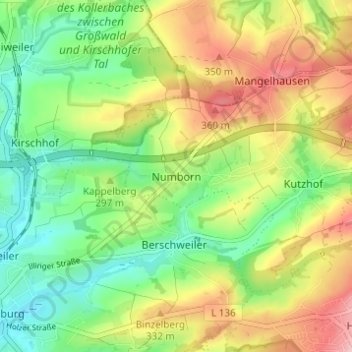Topografische Karte Numborn, Höhe, Relief