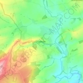 Topografische Karte Oreton, Höhe, Relief