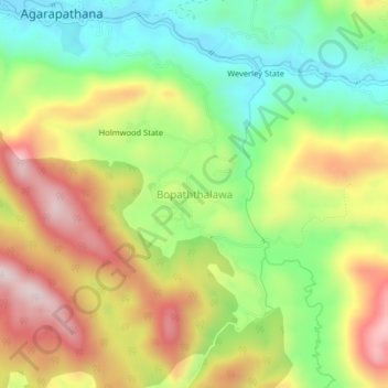 Topografische Karte Bopaththalawa, Höhe, Relief