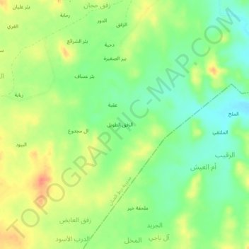 Topografische Karte Uqbah, Höhe, Relief