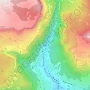 Topografische Karte Le Figueret, Höhe, Relief