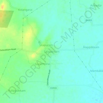 Topografische Karte Sālavākkam, Höhe, Relief