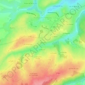 Topografische Karte Les Crots, Höhe, Relief