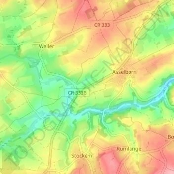 Topografische Karte Emeschbaach, Höhe, Relief