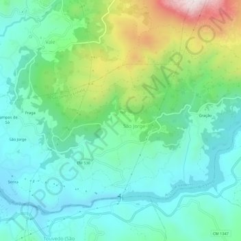 Topografische Karte Vilar de Lobos, Höhe, Relief