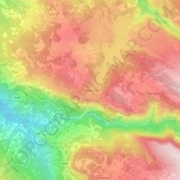 Topografische Karte Contrada Valli, Höhe, Relief