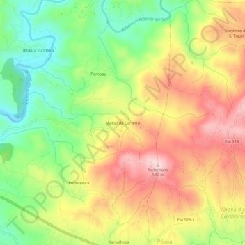 Topografische Karte Maxial da Carreira, Höhe, Relief