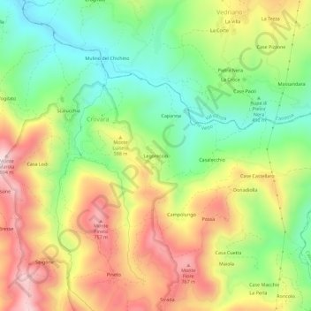 Topografische Karte Legoreccio, Höhe, Relief