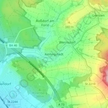 Topografische Karte Amlingstadt, Höhe, Relief