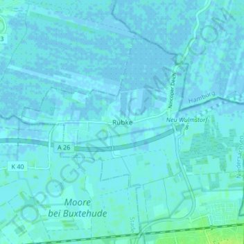 Topografische Karte Rübke, Höhe, Relief