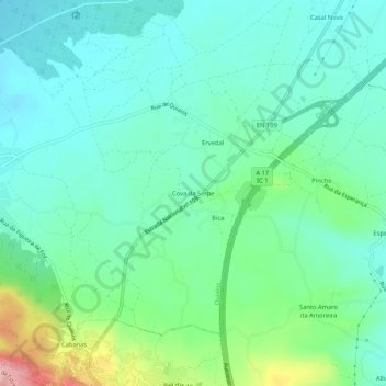 Topografische Karte Cova da Serpe, Höhe, Relief