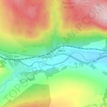 Topografische Karte Pitagowan, Höhe, Relief