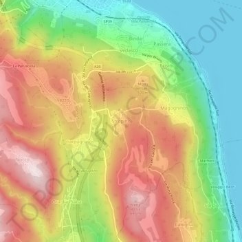 Topografische Karte Stropino, Höhe, Relief