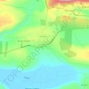 Topografische Karte Benafim, Höhe, Relief