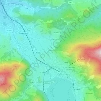 Topografische Karte Kalkgraben, Höhe, Relief