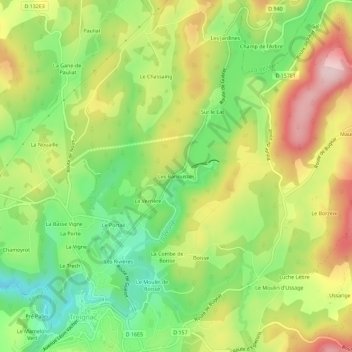Topografische Karte Les Bariousses, Höhe, Relief