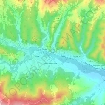 Topografische Karte Casello, Höhe, Relief