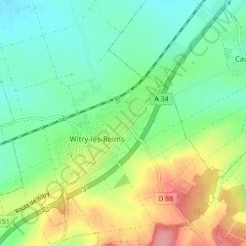Topografische Karte Le Village, Höhe, Relief