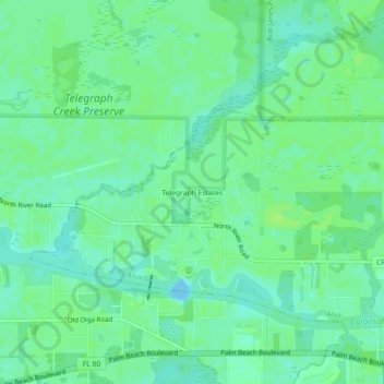 Topografische Karte Telegraph Estates, Höhe, Relief