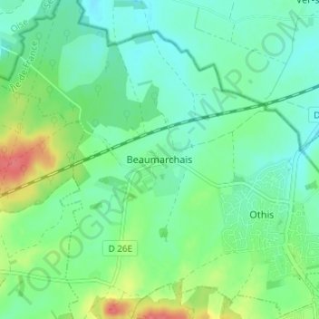 Topografische Karte Beaumarchais, Höhe, Relief