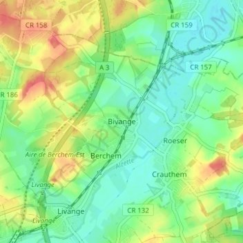Topografische Karte Bivingen, Höhe, Relief