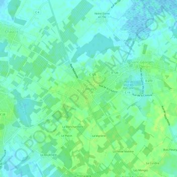 Topografische Karte Chéray, Höhe, Relief