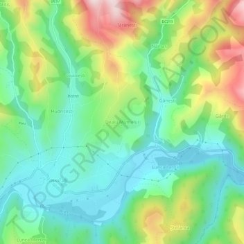 Topografische Karte Dealu Muntelui, Höhe, Relief